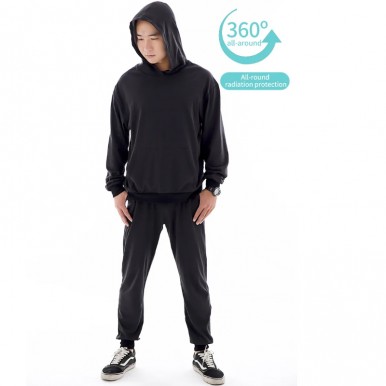 Knitted Cotton And Silver Fabric Anti Radiation Pullover Sweatshirt EMF Shielding Hoodie